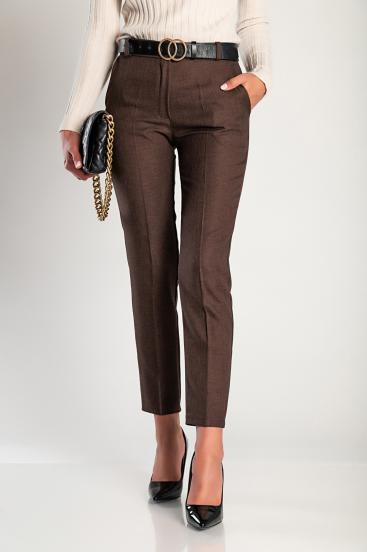 Eleganckie długie spodnie w połączeniu z obcisłymi spodniami, kolor brązowy
