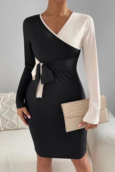 Elegancka sukienka w dwukolorowym połączeniu bieli i czerni