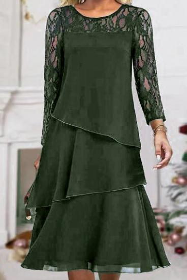 Elegancka sukienka z koronką w kolorze oliwkowym