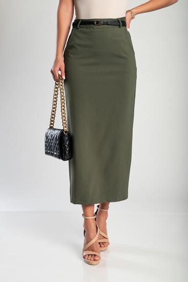 Elegancka spódnica midi w kolorze oliwkowym