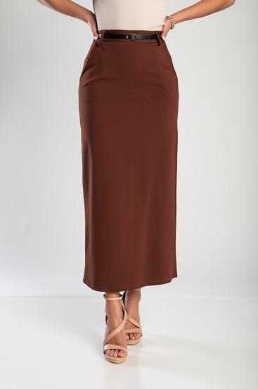 Elegancka spódnica midi w kolorze brązowym