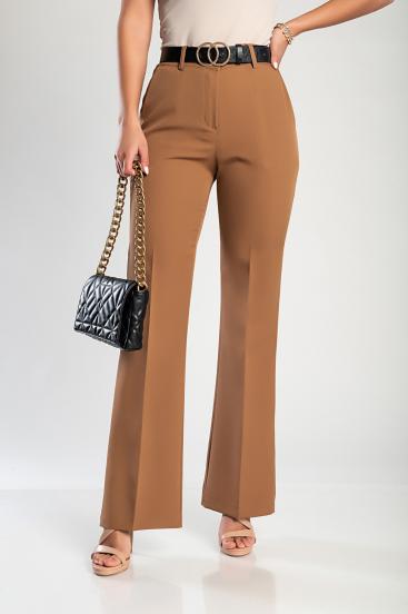 Eleganckie długie spodnie w kolorze camelowym
