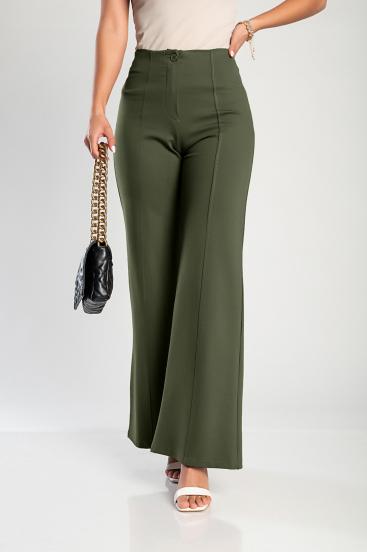 Eleganckie długie spodnie w kolorze oliwkowym