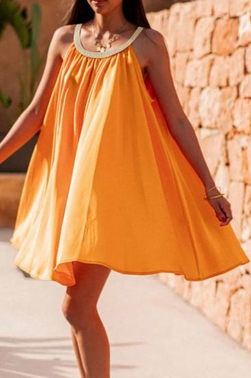 Luźna sukienka mini w kolorze pomarańczowym