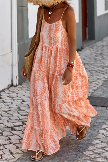Sukienka maxi z nadrukiem w kolorze pomarańczowym