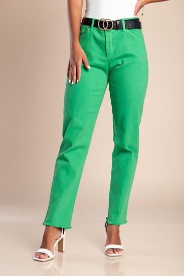 Spodnie bawełniane slim fit w kolorze zielonym