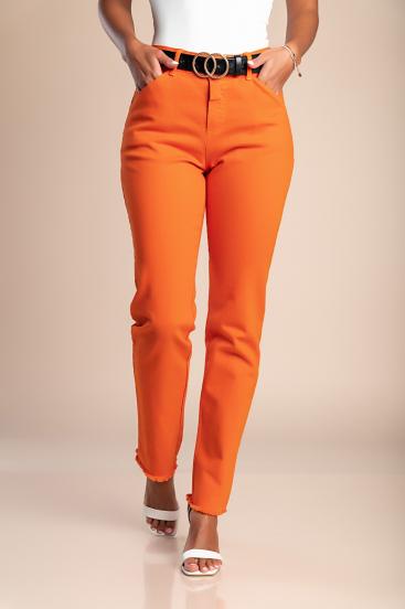 Obcisłe spodnie bawełniane w kolorze pomarańczowym