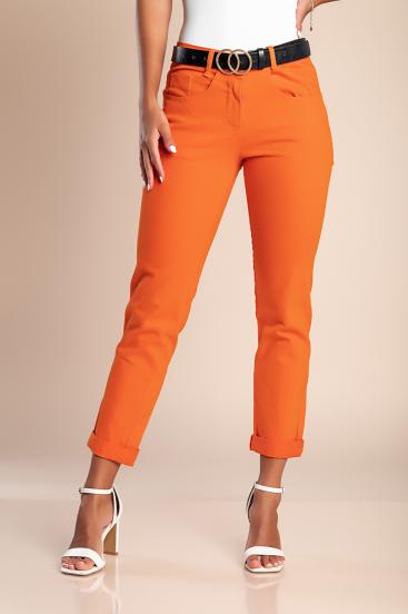 Obcisłe spodnie bawełniane w kolorze pomarańczowym