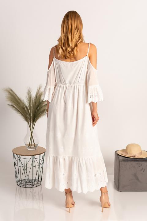 Letnia sukienka maxi z haftem Fioranna, biała