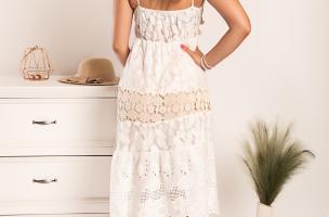 Koronkowa letnia sukienka midi Aressa, biała