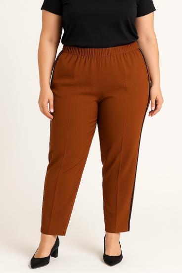 Eleganckie spodnie plus size, brązowe