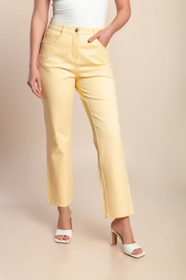 Spodnie bawełniane plus size, żółte
