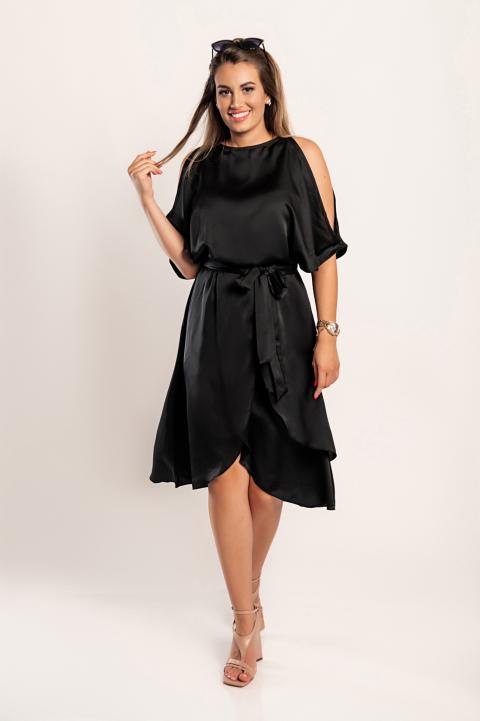 Elegancka sukienka midi z dekoltem Thiena, czarna