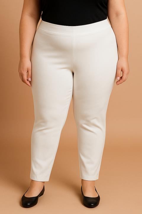Eleganckie spodnie plus size, kremowe