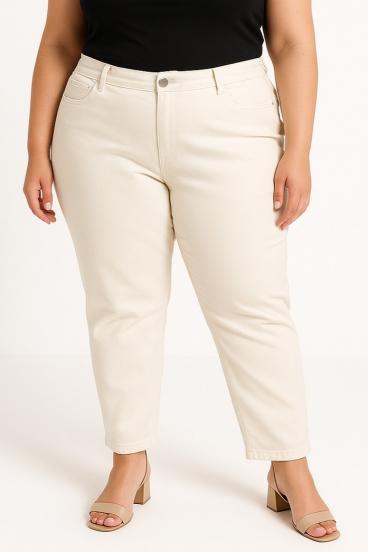 Jeansy plus size, kremowe
