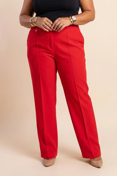 Eleganckie spodnie plus size, czerwone