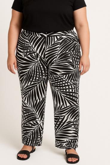 Spodnie plus size z nadrukiem, czarne