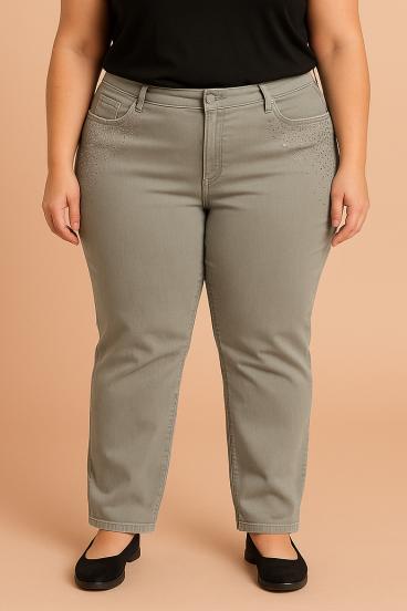 Jeansy plus size, zielone