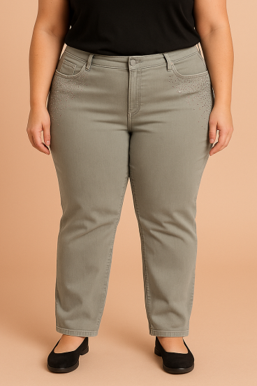 Jeansy plus size, zielone