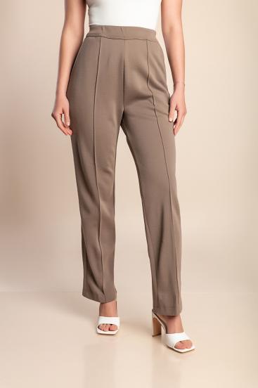 Spodnie plus size z gumką, brązowe