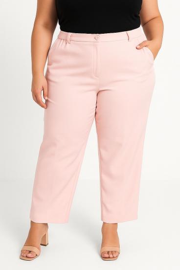 Eleganckie spodnie plus size, różowe