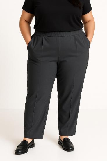 Eleganckie spodnie plus size, ciemnoniebieskie