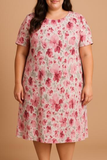 Sukienka plus size z kwiatowym nadrukiem, różowa