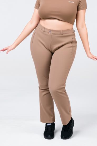 Eleganckie spodnie plus size, fango