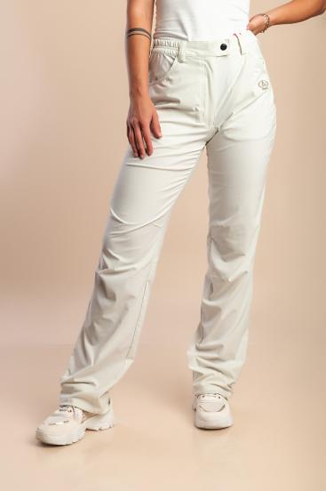 Spodnie plus size z elastycznym pasem, kremowe