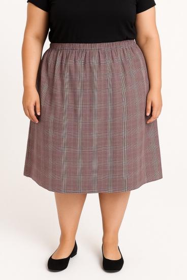 Spódnica plus size w kratę, fioletowa