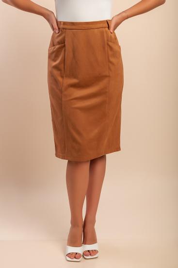 Spódnica midi plus size, kamelowa