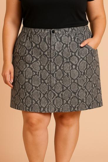 Mini spódnica plus size z bawełny, czarna