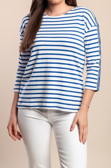 Koszulka bawełniana plus size, niebieska