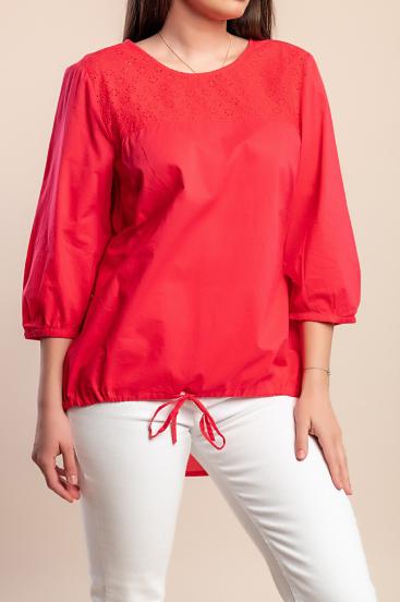 Bluzka plus size z dziurami, koralowa