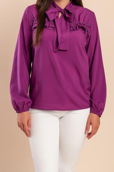 Bluzka plus size z falbanami, fioletowa
