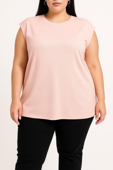 Sweter plus size, jasnoróżowy