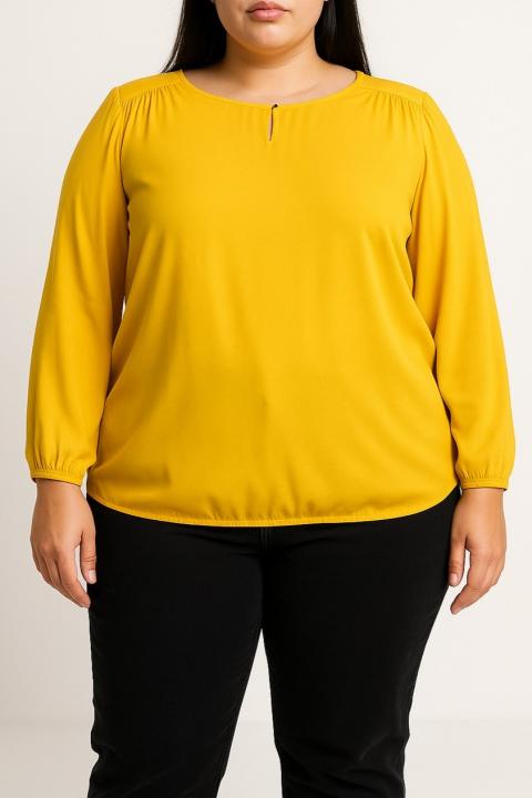 Bluzka plus size, musztardowa