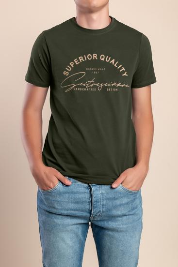 Męski bawełniany T-shirt, oliwkowy