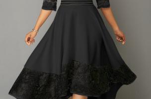 Elegancka sukienka z koronką Bianca, czarna
