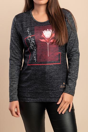 Sweter z nadrukiem, szary
