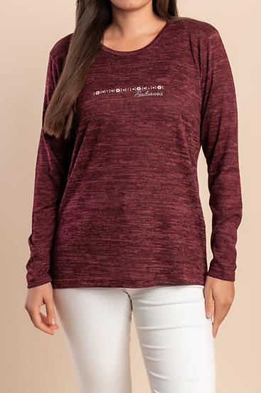 Sweter z ozdobnym detalem, bordowy