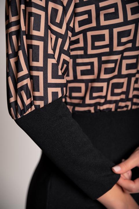 Elegancka mini sukienka z geometrycznym nadrukiem Lenta, czarna