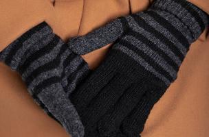 Rękawiczki w paski Stripes, czarne