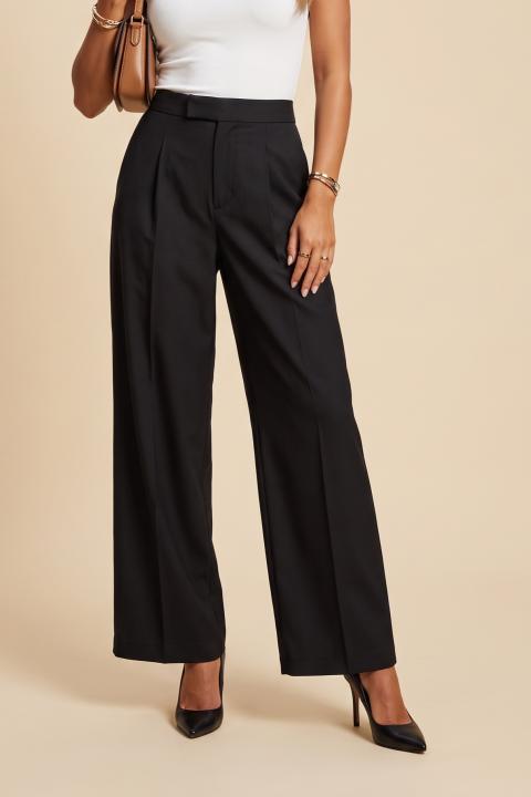 Eleganckie szerokie spodnie „Signature Wide”, czarne