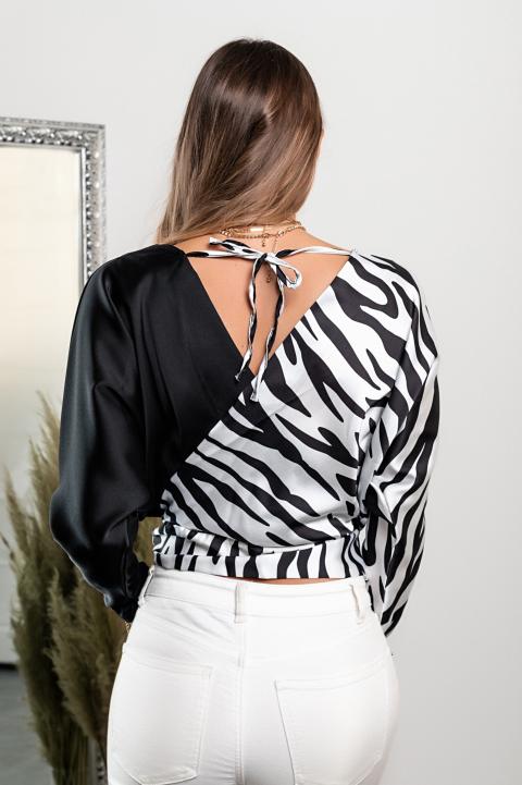 Elegancka bluzka z nadrukiem Roveretta, czarno-biała