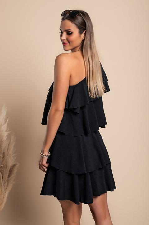 Elegancka mini sukienka z falbankami Liona, czarna