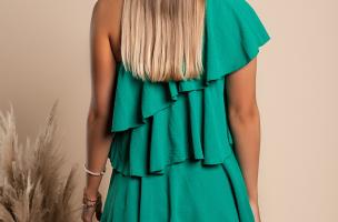 Elegancka mini sukienka z falbankami Liona, zielona