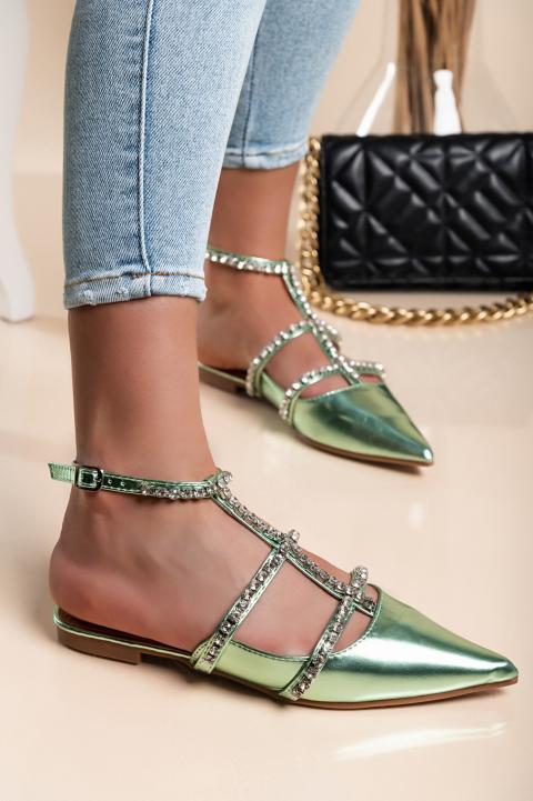 Sandały z płaską podeszwą, zielone