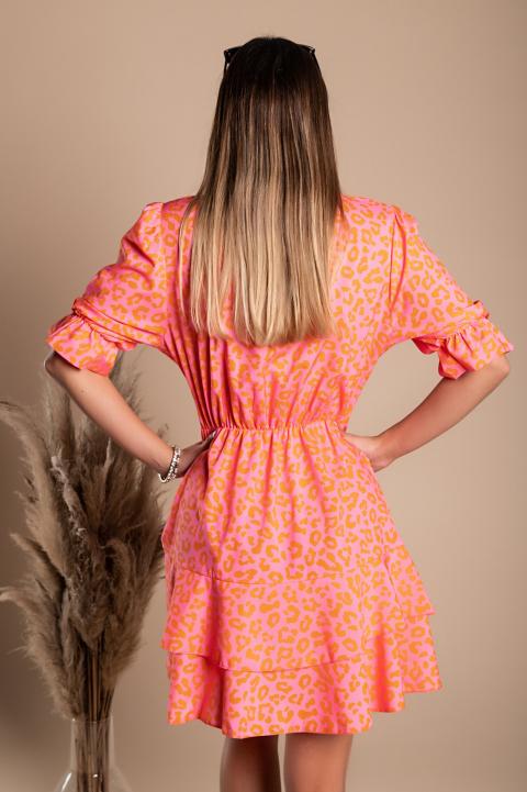 Elegancka sukienka mini z nadrukiem Tamba, różowa