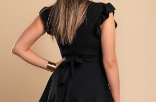 Elegancka sukienka mini z falbankami Favinna, czarna